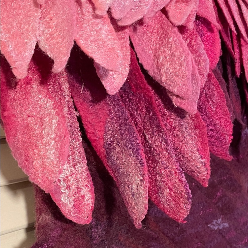 Winged Angel Wing OOAK Pink Handcrafted Felted Wool Purple Feathered Backpack - Picture 8 of 16